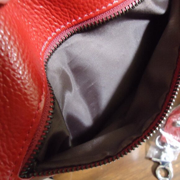 LN Damero Red Leather 2 Way Carry Drawstring Bucket Bag 2 Tassels As Is - Picture 12 of 12